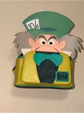 Loungefly Mad Hatter Character Crossbody Bag - Yellow Green Teal